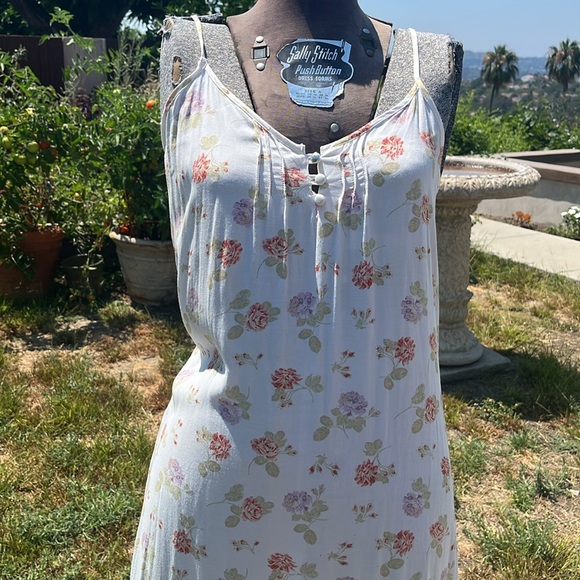 Vintage Laura Ashley White floral maxi slip dress vintage 90’s summer dress szM - Picture 2 of 14